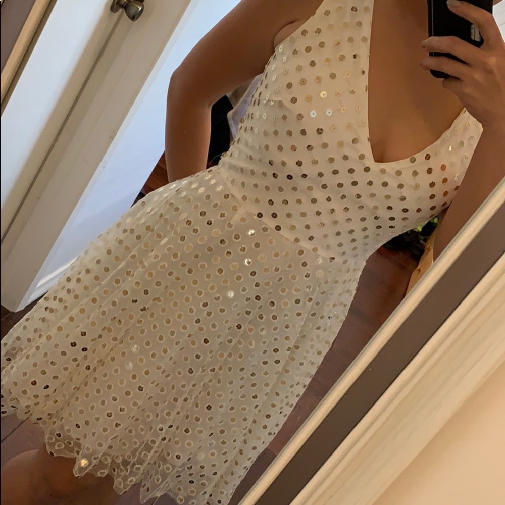 White / golden sparkly dress